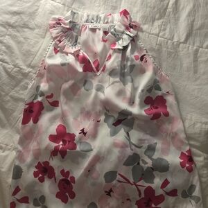 Cato Pink and Gray Ruffle Blouse